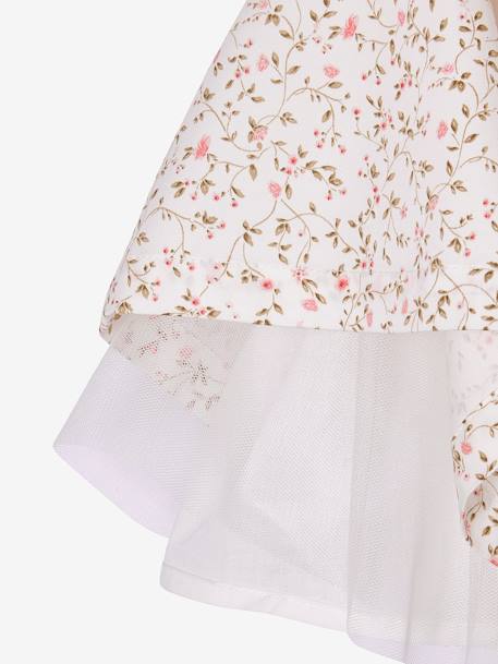 Feestelijke meisjesjurk met aquarel bloemmotieven aan de onderkant lichtblauw+lichtroze+roze, bedrukt+wit+wit, bedrukt - vertbaudet enfant 