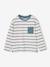 Aanpasbaar jongensshirt met strepen blauwgroen+ecru+rood - vertbaudet enfant 