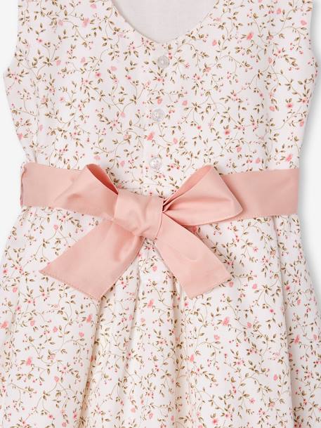 Feestelijke meisjesjurk met aquarel bloemmotieven aan de onderkant lichtblauw+lichtroze+roze, bedrukt+wit+wit, bedrukt - vertbaudet enfant 