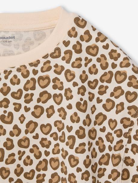 Cropped meisjesshirt met korte mouwen beige+ecru+roze (poederkleur) - vertbaudet enfant 