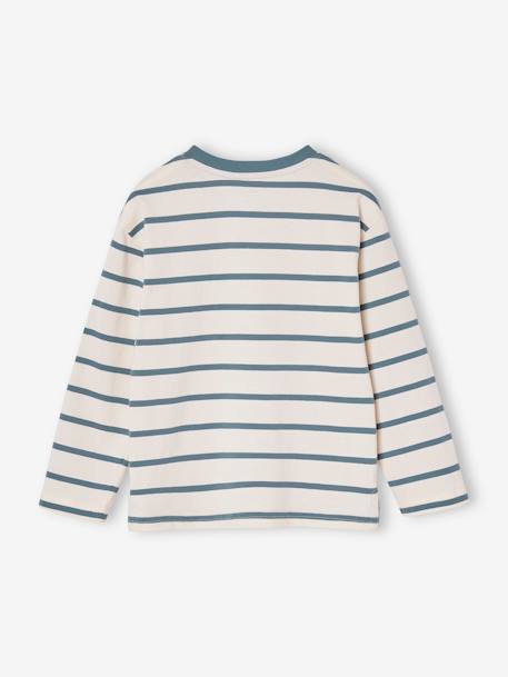 Aanpasbaar jongensshirt met strepen blauwgroen+ecru+rood - vertbaudet enfant 
