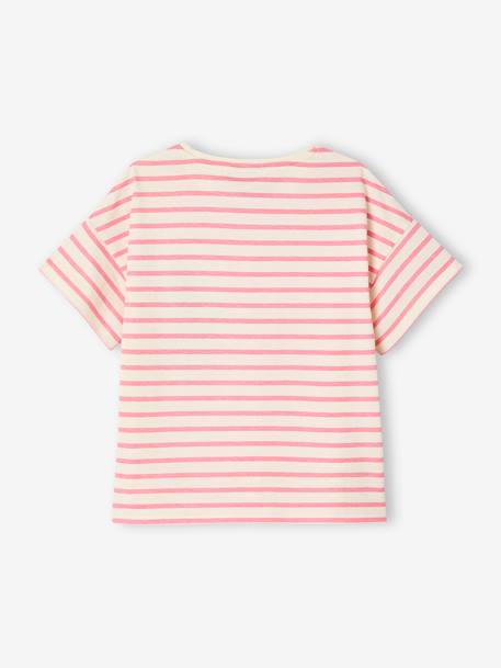 T-shirt Smiley® World gestreept roze, gestreept - vertbaudet enfant 