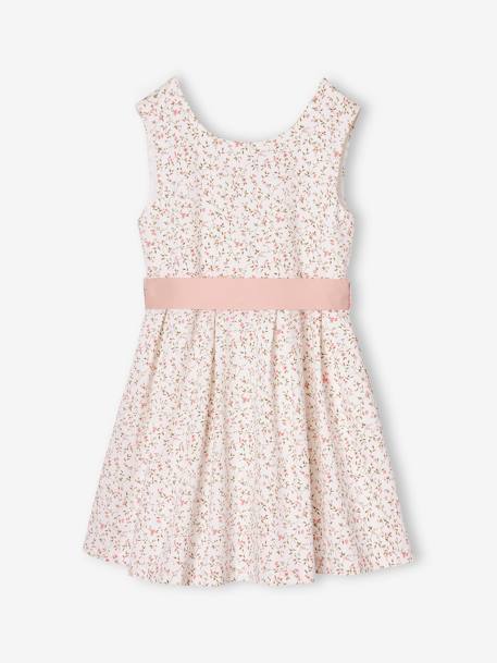 Feestelijke meisjesjurk met aquarel bloemmotieven aan de onderkant lichtblauw+lichtroze+roze, bedrukt+wit+wit, bedrukt - vertbaudet enfant 