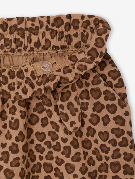 Meisjesshort in 'paperbag'-stijl, van katoengaas beige+felblauw+koraal+saliegroen - vertbaudet enfant 