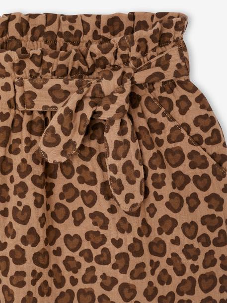 Meisjesshort in 'paperbag'-stijl, van katoengaas beige+felblauw+koraal+saliegroen - vertbaudet enfant 