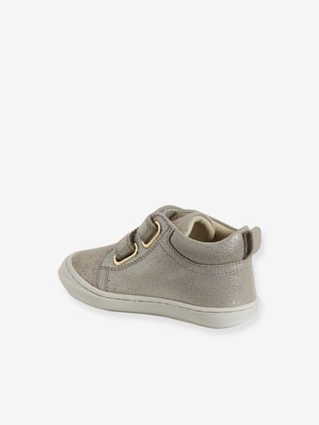 Zachte lederen baby-slofjes voor de eerste stapjes beige, bedrukt+blauw, bedrukt+brons+goud+groen, bedrukt+oudroze+roze (poederkleur)+roze, bedrukt+rozen+turquoiseblauw+veel roze+zachtpaars - vertbaudet enfant 
