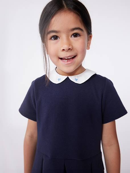 Korte mouwen katoenen kinderjurk PETIT BATEAU marineblauw - vertbaudet enfant 