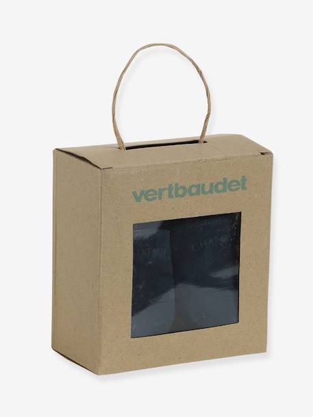 Elastische leren babyschoentjes in soepel leer chocoladebruin+marineblauw - vertbaudet enfant 