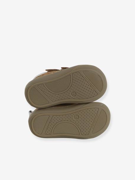 Babyslofjes van zacht leer met antislip beige+blauw+bruin+chocoladebruin+felblauw+groen+oceaanblauw+okergeel+saliegroen+veel beige+veel bruin+veel groen - vertbaudet enfant 