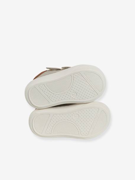 Babyslofjes van zacht leer met antislip beige+blauw+bruin+chocoladebruin+felblauw+groen+oceaanblauw+okergeel+saliegroen+veel beige+veel bruin+veel groen - vertbaudet enfant 