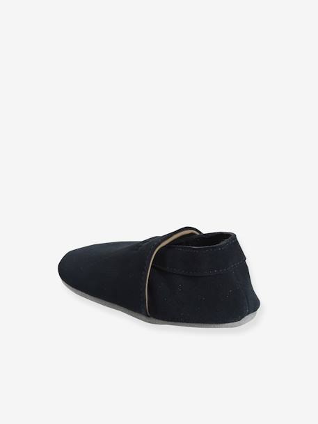 Elastische leren babyschoentjes in soepel leer chocoladebruin+marineblauw - vertbaudet enfant 