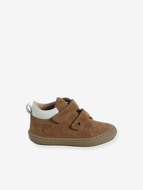Babyslofjes van zacht leer met antislip beige+blauw+bruin+chocoladebruin+felblauw+groen+oceaanblauw+okergeel+saliegroen+veel beige+veel bruin+veel groen - vertbaudet enfant 
