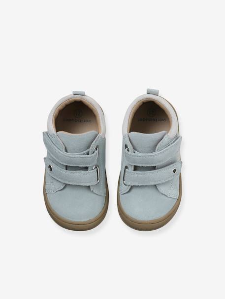 Babyslofjes van zacht leer met antislip beige+blauw+bruin+chocoladebruin+felblauw+groen+oceaanblauw+okergeel+saliegroen+veel beige+veel bruin+veel groen - vertbaudet enfant 