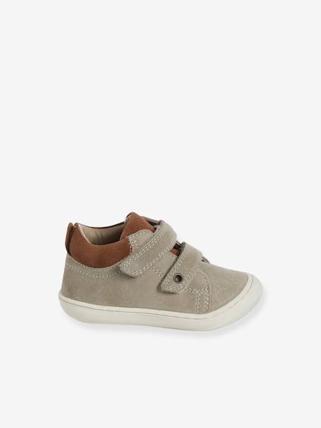 Babyslofjes van zacht leer met antislip beige+blauw+bruin+chocoladebruin+felblauw+groen+oceaanblauw+okergeel+saliegroen+veel beige+veel bruin+veel groen - vertbaudet enfant 
