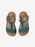 Leren sandalen voor meisjes, collectie kleuterschool 6467+bruin+bruin, bedrukt+turquoiseblauw - vertbaudet enfant 