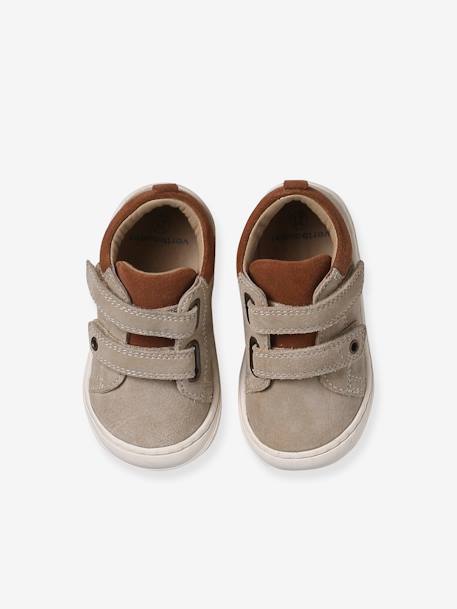 Babyslofjes van zacht leer met antislip beige+blauw+bruin+chocoladebruin+felblauw+groen+oceaanblauw+okergeel+saliegroen+veel beige+veel bruin+veel groen - vertbaudet enfant 