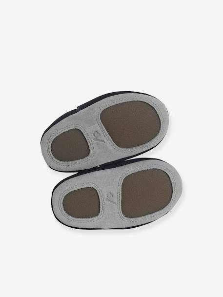 Elastische leren babyschoentjes in soepel leer chocoladebruin+marineblauw - vertbaudet enfant 