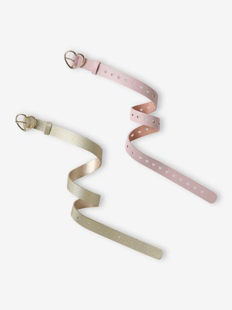 Vertbaudet 2-pack meisjesriem met hartjes lichtroze - vertbaudet enfant 