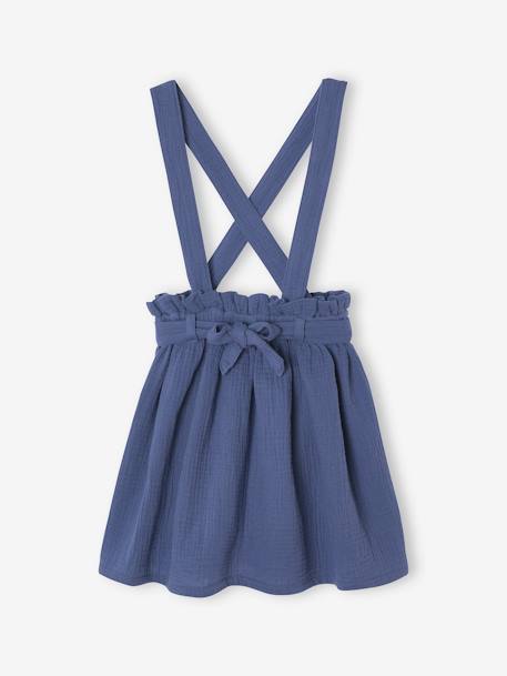 Set meisjesshirt met strepen + rok van katoengaas indigoblauw+lila+saliegroen - vertbaudet enfant 
