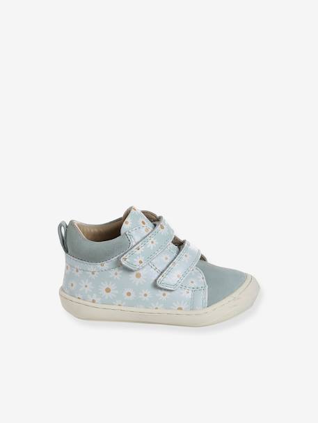 Zachte lederen baby-slofjes voor de eerste stapjes beige, bedrukt+blauw, bedrukt+brons+goud+groen, bedrukt+oudroze+roze (poederkleur)+roze, bedrukt+rozen+turquoiseblauw+veel roze+zachtpaars - vertbaudet enfant 