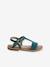 Leren sandalen voor meisjes, collectie kleuterschool 6467+bruin+bruin, bedrukt+turquoiseblauw - vertbaudet enfant 
