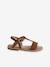 Leren sandalen voor meisjes, collectie kleuterschool 6467+bruin+bruin, bedrukt+turquoiseblauw - vertbaudet enfant 