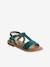 Leren sandalen voor meisjes, collectie kleuterschool 6467+bruin+bruin, bedrukt+turquoiseblauw - vertbaudet enfant 