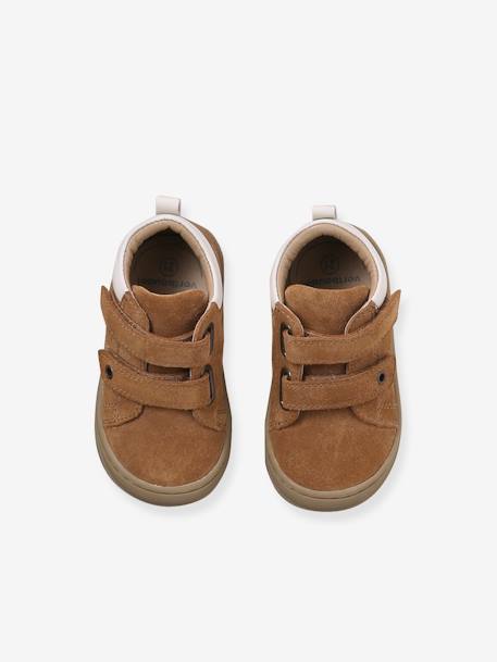 Babyslofjes van zacht leer met antislip beige+blauw+bruin+chocoladebruin+felblauw+groen+oceaanblauw+okergeel+saliegroen+veel beige+veel bruin+veel groen - vertbaudet enfant 