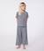 Pyjama kind met korte mouwen en wijde pijpen, gestreept PETIT BATEAU marineblauw - vertbaudet enfant 