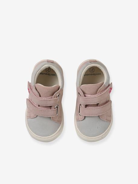 Zachte lederen baby-slofjes voor de eerste stapjes beige, bedrukt+blauw, bedrukt+brons+goud+groen, bedrukt+oudroze+roze (poederkleur)+roze, bedrukt+rozen+turquoiseblauw+veel roze+zachtpaars - vertbaudet enfant 