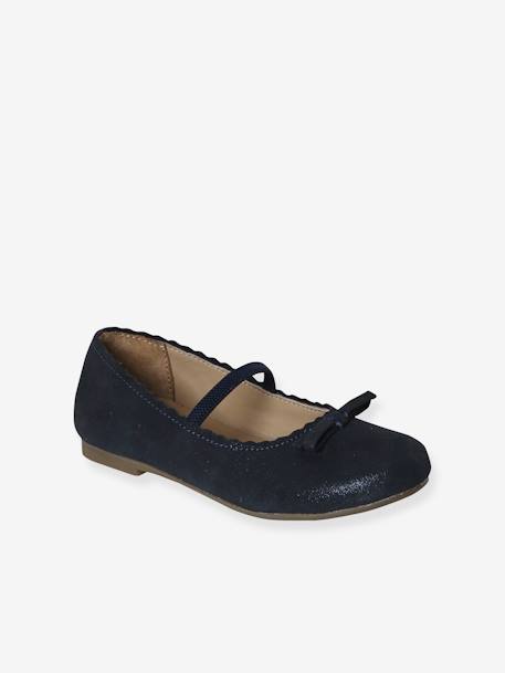 Glanzende leren ballerina's voor meisjes, collectie kleuterschool 6337+6397 - vertbaudet enfant 