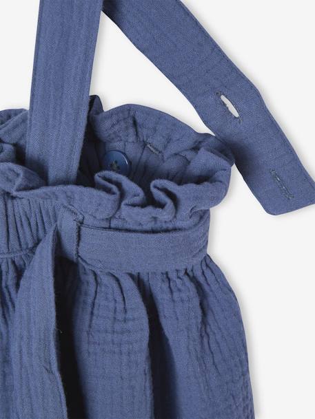 Set meisjesshirt met strepen + rok van katoengaas indigoblauw+lila+saliegroen - vertbaudet enfant 