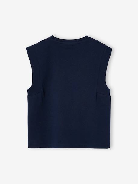 Meisjesshirt met paradijsvogel en schoudermouwen marineblauw - vertbaudet enfant 
