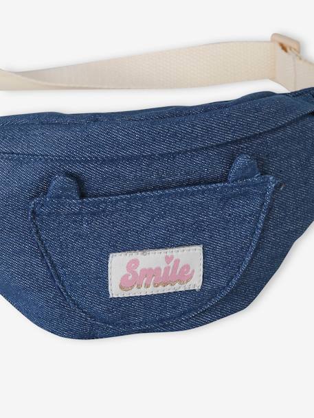 Fluwelen heuptas met kat voor meisjes bleekblauw+double stone+pruim+rouge+vanille - vertbaudet enfant 