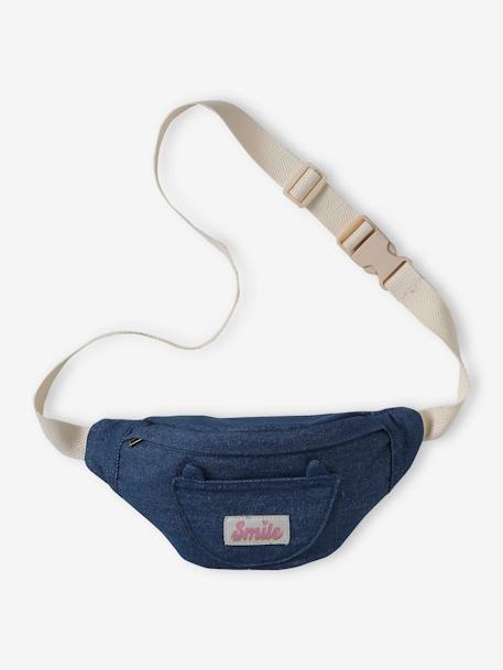 Fluwelen heuptas met kat voor meisjes bleekblauw+double stone+pruim+rouge+vanille - vertbaudet enfant 