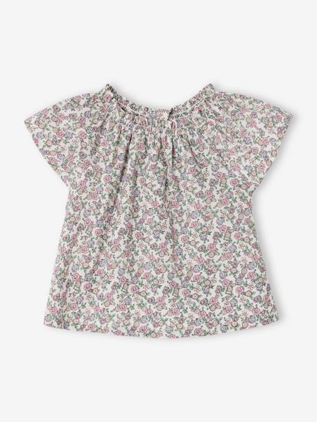 Blouse voor pasgeborene met bloemenprint ecru - vertbaudet enfant 