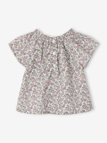 Blouse voor pasgeborene met bloemenprint ecru - vertbaudet enfant 
