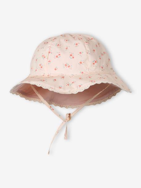 Zonnehoed met bloemenprint voor babymeisjes lichtroze - vertbaudet enfant 