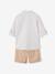 Net jongenshemd, Mao-kraag en korte broek beige+blauw, gestreept - vertbaudet enfant 