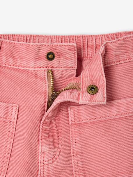 Meisjesshort met opgestikte zakken rozen+vanille - vertbaudet enfant 