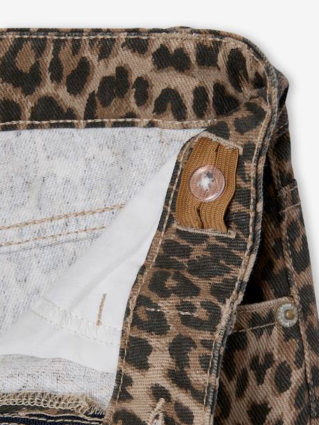 Wijde meisjessweater met luipaardprint JONEN beige - vertbaudet enfant 