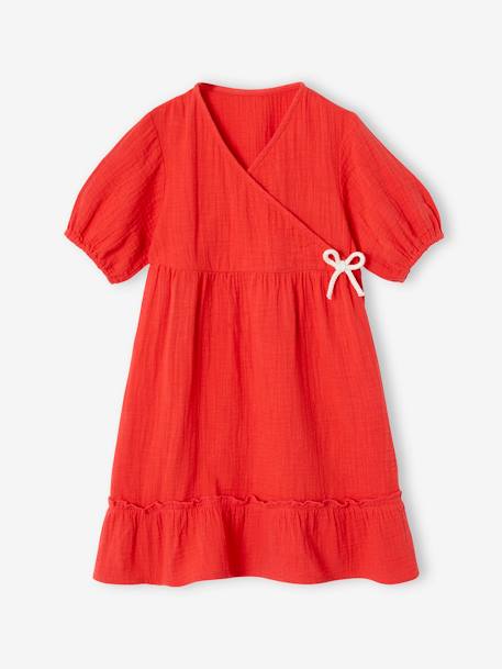 Meisjesjurk met ruches rood - vertbaudet enfant 
