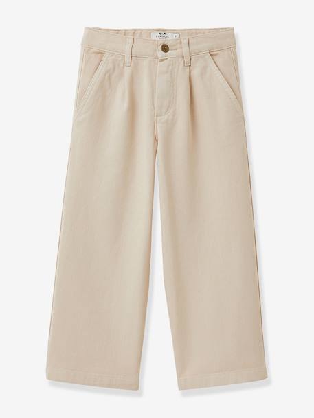 Wijde broek voor meisjes CYRILLUS zandbeige - vertbaudet enfant 