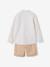 Net jongenshemd, Mao-kraag en korte broek beige+blauw, gestreept - vertbaudet enfant 