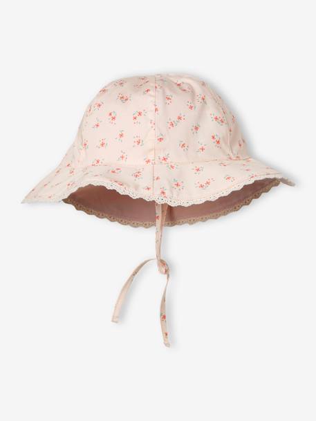 Zonnehoed met bloemenprint voor babymeisjes lichtroze - vertbaudet enfant 
