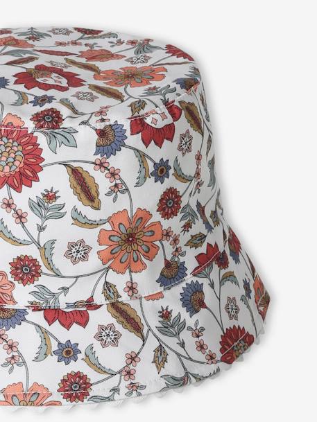 Bob met bloemenprint voor meisjes ecru - vertbaudet enfant 