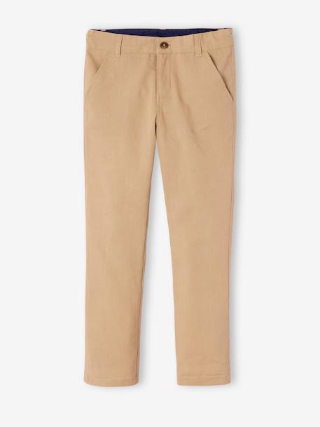 Chinobroek jongens katoen/linnen beige+blauw+donker marineblauw+lichtbeige+saliegroen - vertbaudet enfant 