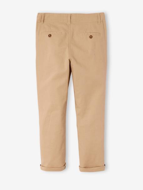 Chinobroek jongens katoen/linnen beige+blauw+donker marineblauw+lichtbeige+saliegroen - vertbaudet enfant 