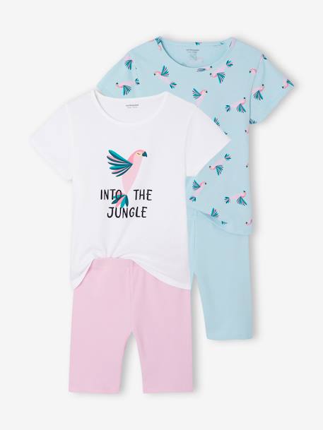 Set van 2 pyjama's voor meisjes turquoiseblauw - vertbaudet enfant 