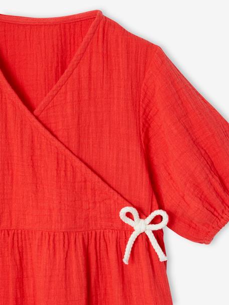 Meisjesjurk met ruches rood - vertbaudet enfant 